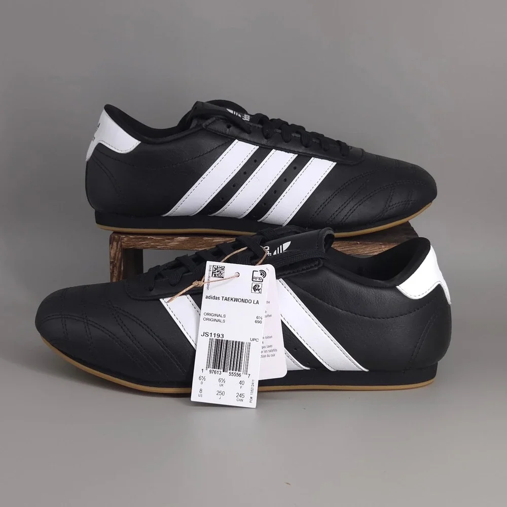 Adidas Taekwondo Lace W Womens Size 8 Black White Leather Gum Sole JS1193 New